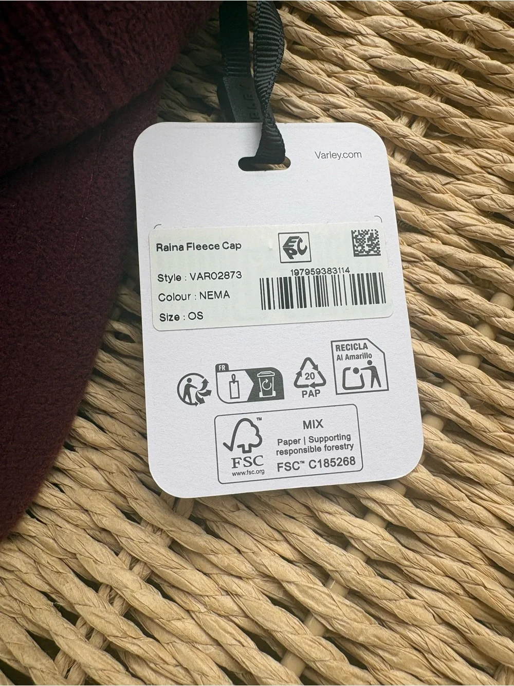 Varley Raina Fleece Cap Maroon